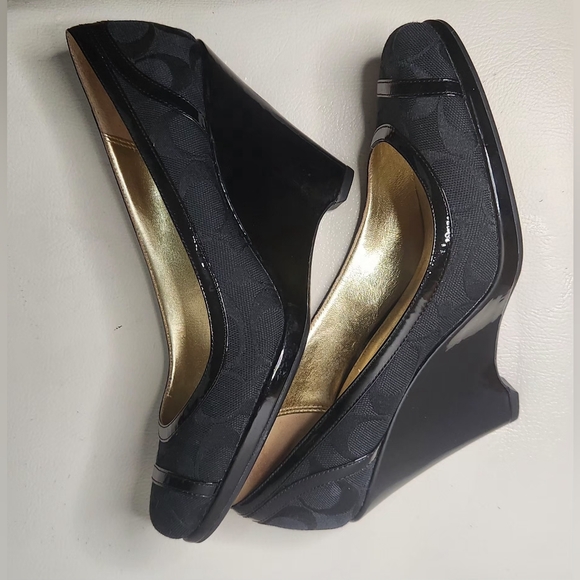 COACH Women's Canvas Wedge Shoes in Black, Size 8B, were only used for testing - Picture 4 of 11